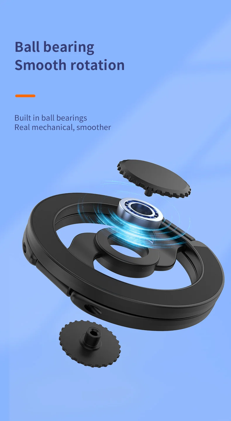 Magnetic Phone Holder Fingertip Gyroscope Design Foldable Dual Axis Stable Stand for Smartphone