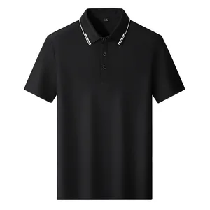 Premium 180 Grams Breathable Solid Pattern Casual Lapel Design Loose Knitted Short Sleeve Elderly Gentlemen Men for Shirt