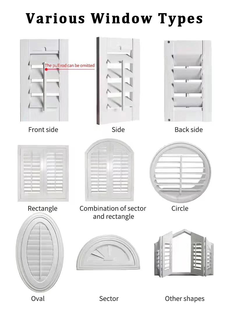 Custom Made High Quality Pvc Window Shutter Plantation Shutters