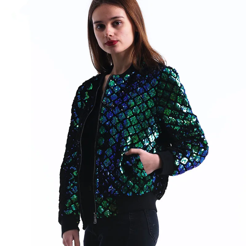 sequin baseball jacket