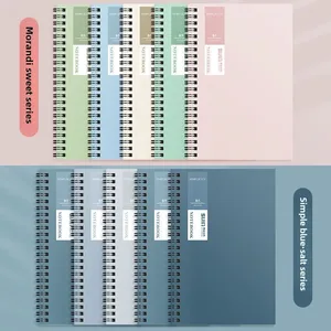 High Quality A5 & B5 Notebook Set Colorful Leather Cover Internet Celebrity INS Print Simple Journal Lined Double Coil Wholesale