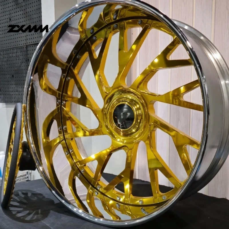 Zxmm Monoblock 2 Piece Polished Chrome Rim Deep Dish Forged Wheels 20 22 24 26 Inch 5x127 6x139.7
