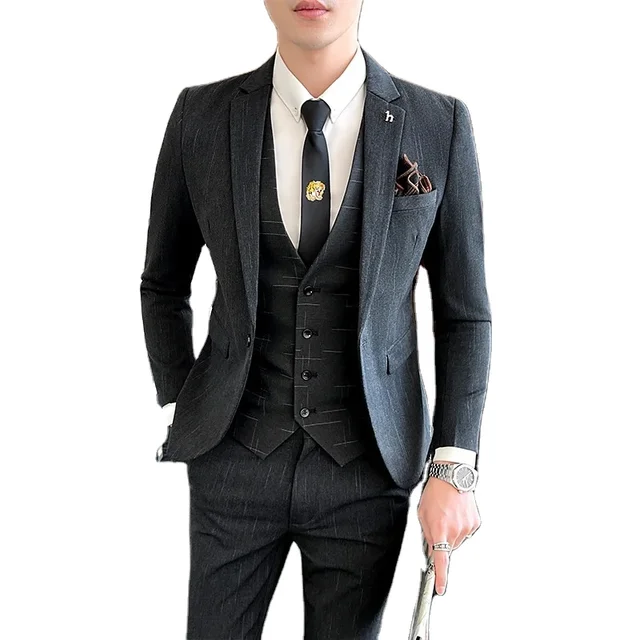 New slimming Wedding Groom Formal Suit set Business Elegant Party Men's Suit 3 piece Set