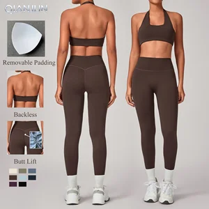 New Arrivals Women Halter Gym Fitness Bras Leggings Set Custom Logo Sportswear Workout Sports Yoga Sets