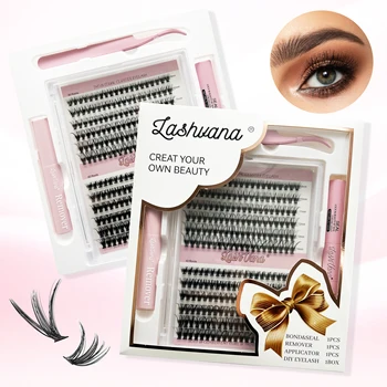 Wholesale Professional Customized Fluffy Russian 8-16mm Clusters Lash 12 Rows Individual  Segmented Lash Kits DIY Cluster