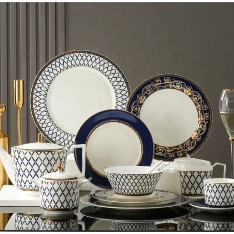 Nordic Style Hot Selling Ceramic Dinnerware Set Teapot With Cup and Saucer Ceramic Dinner Plates Dishes Plates and Bowl Sets manufacture