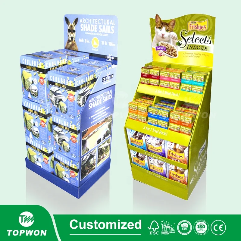 Custom Supermarket Pet Store Display Rack Cardboard Pet Food Display Shelf Pet Dog Collar Dog Food Cardboard Display Stand