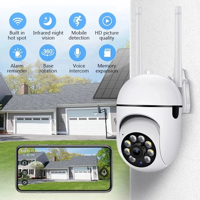2Mp 1080P Wifi Outdoor IP Camera with 360 Degree Rotation Home Security CCTV Network A7 Memory Card Data Storage Options