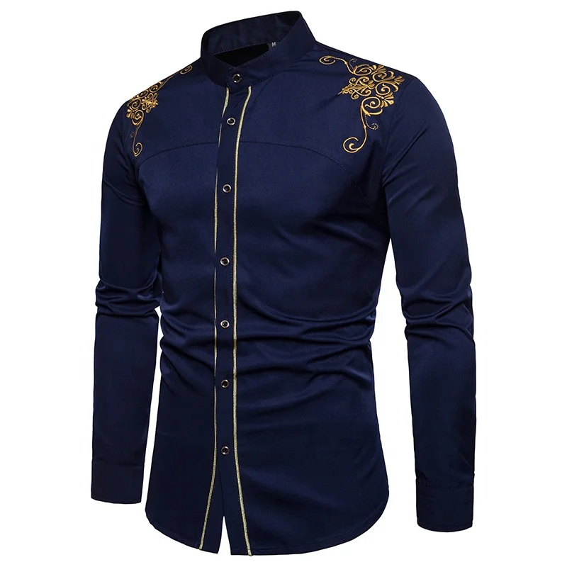Mens Mexican Embroidered Dress Shirts Western Embroidery Blouse Slim Fit Stand Collar Tops Formal Male Clothing African Shirt Mens Mexican Embroidered Dress Shirts Western Embroidery Blouse Slim Fit Stand Collar Tops Formal Male Clothing African Shirt
