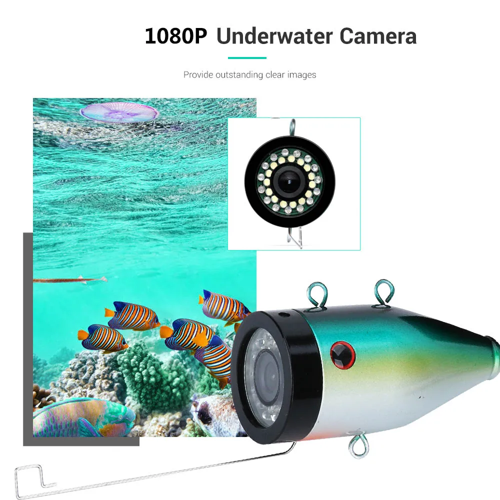
Fish Finder Underwater Fishing Camera with 15pcs White LEDs+15pcs Infrared Lamp 1080P Camera and 7inch HD Screen For Fishing 