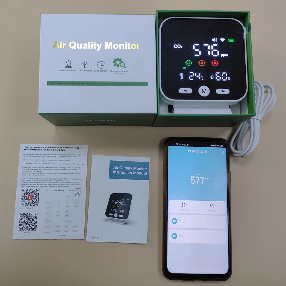 Co2 Meter Co2 Detector With Tuya Wifi Gas Analyzer Buy Co2 Detector