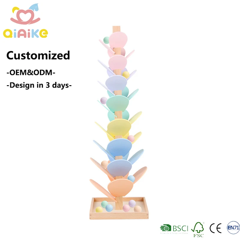 Gioco musicale in legno Macaron con albero sonoro e pista per biglie, giocattolo Montessori per bambini piccoli, giocattolo educativo per sviluppare la capacità di seguire visivamente gli oggetti