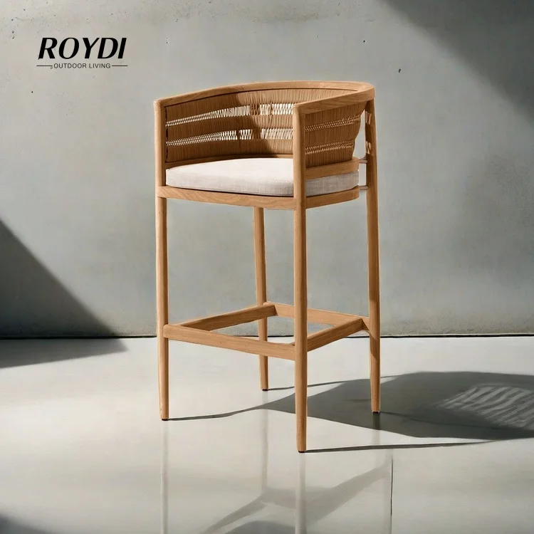 Новый модельный дизайн уличная мебель барное кресло патио Тиковый ротанговое стул уличный барный