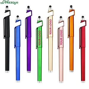 Custom Logo Multi-Function Ballpoint Gel Pen Promotional Soft Touch Screen Mobile Holder Ball for Stylus 0.5 mm Made Durable