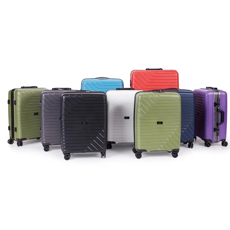 2025 Luxury Carry-On Luggage Set 3pc PP with 360 Spinner Wheels Aluminum 4-Wheel Trolley Suitcase Packed in Bag