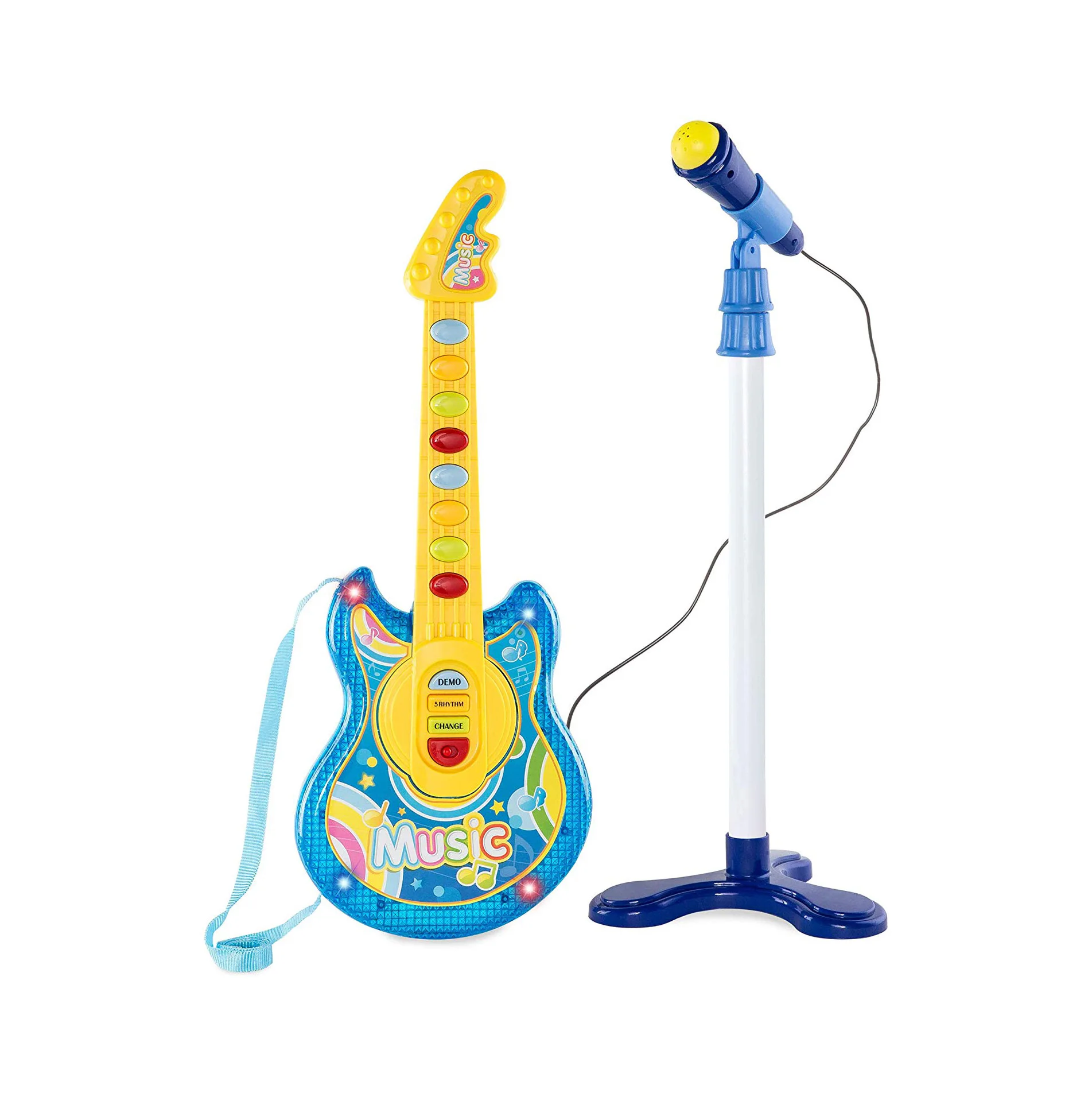 Toddlers Toy for Boys and Girls with Vibrant Sounds/ Colorful Lights DOTSOG Guitar for Kids 19in Kids Toddlers Flash Guitar Pretend Musical Instrument Toy,Great Gift for Kids 