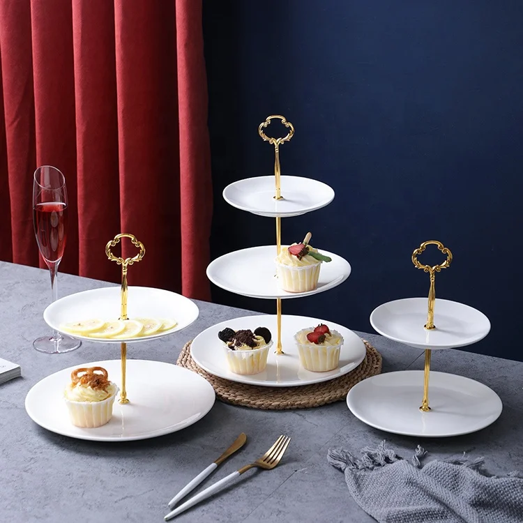 Modern Ceramic Cake Plate Fancy Wedding 3 Tier Porcelain Round Cake ...