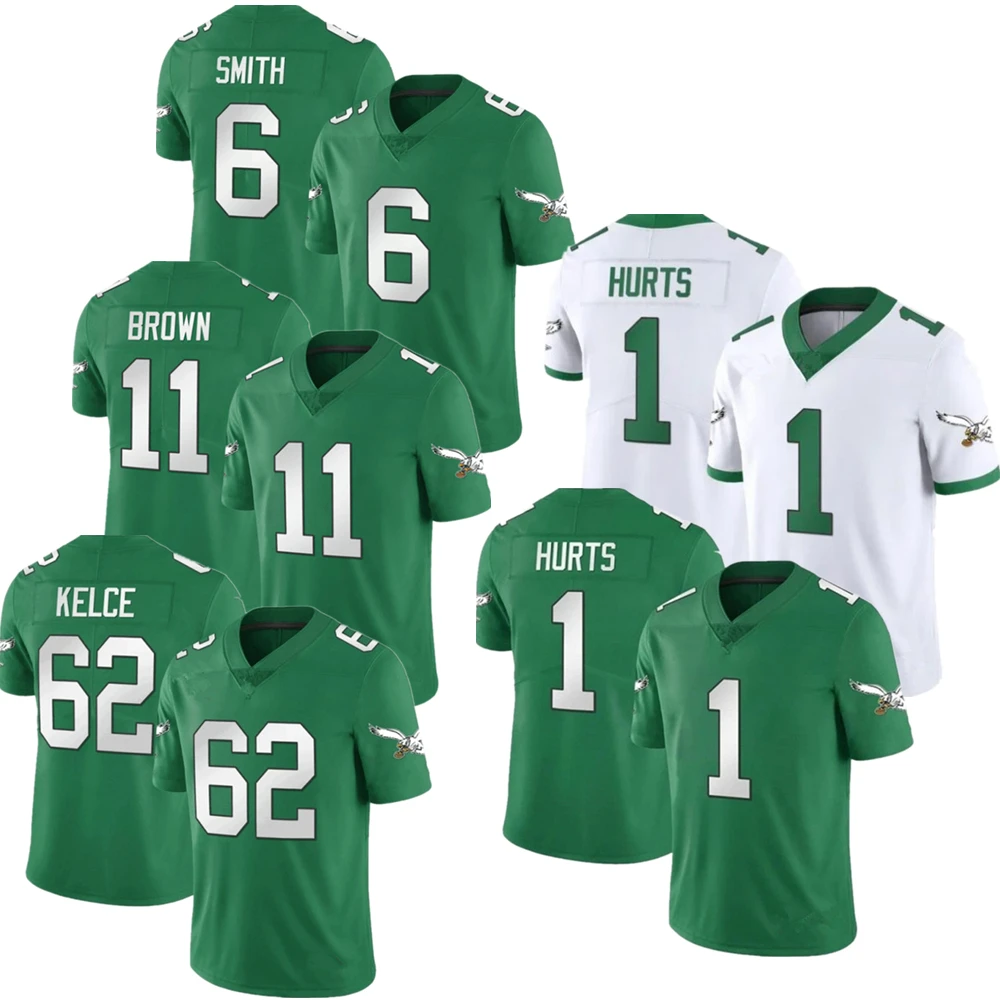 Philadelphia Retro Jerseys 1 Jalen Hurts 62 Kelce 11 Brown 6 Smith 12