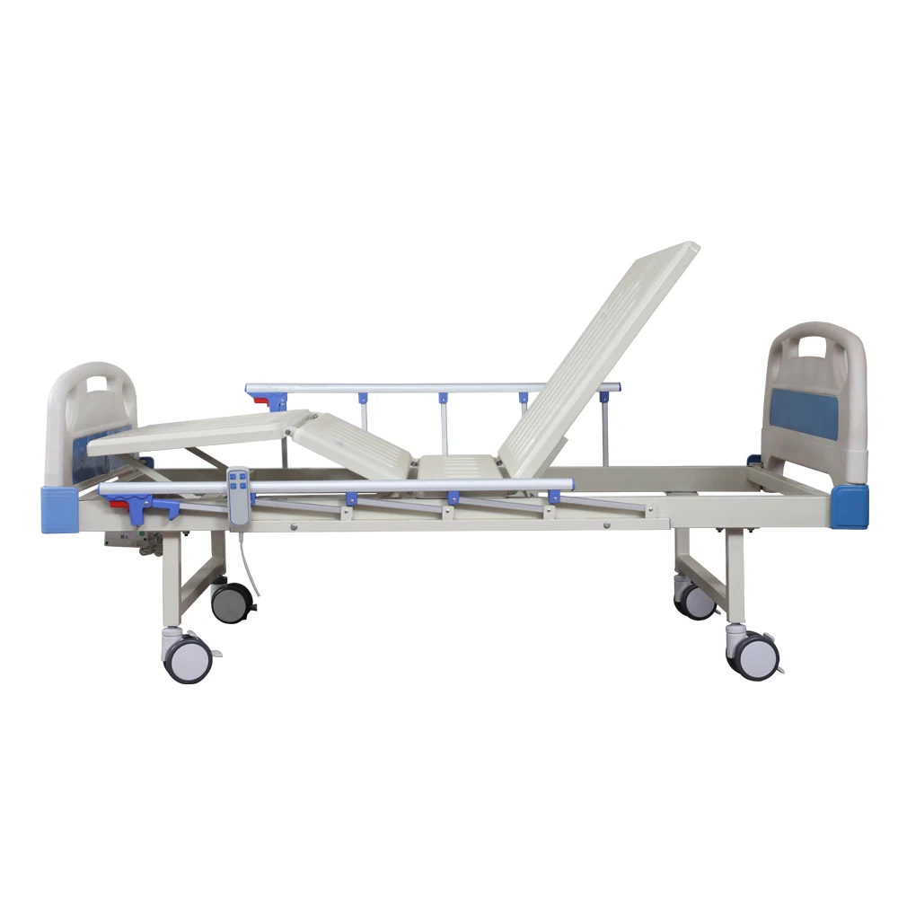 Manual Stamped Panel Twin Shake Bed Single Wheel Stainless Steel Five Rail Adjustable Infusion Hospital Grade School Home Care 2