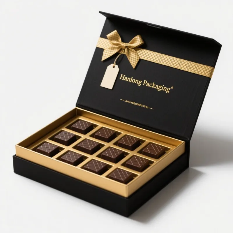 Tilpassede truffle-bokser for håndlaget sjokoladedessert med magnetisk lukking, tomme sjokoladebokser