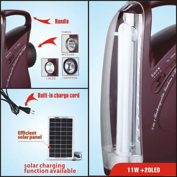 Portable Led Emergency Light Led Rechargeable Lantern Lamp Handing 11W Fluorescent Tube+20pcs Super Bright Led 12 Months 1000pcs