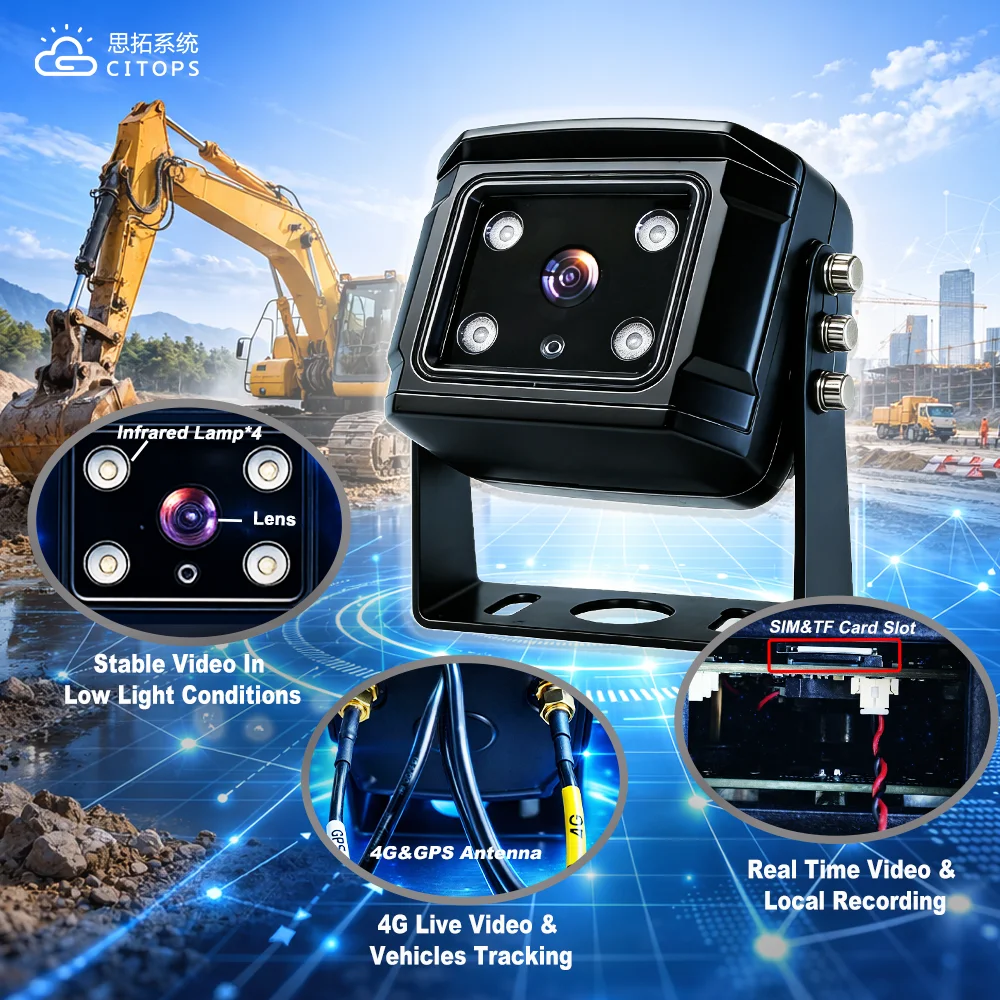 product 4g excavator camera gps tracking mobile dvr real time video monitoring dump truck construction vehicle remote monitoring system-8