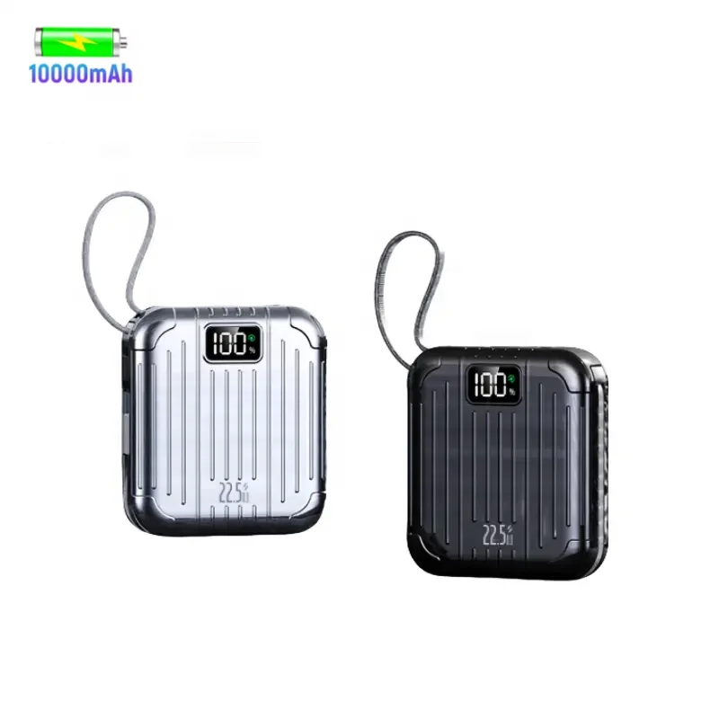 Suitcase Style Portable Charger 10000mah Power Bank USB-C Output Fast  Charging LCD Display With Cables Bank