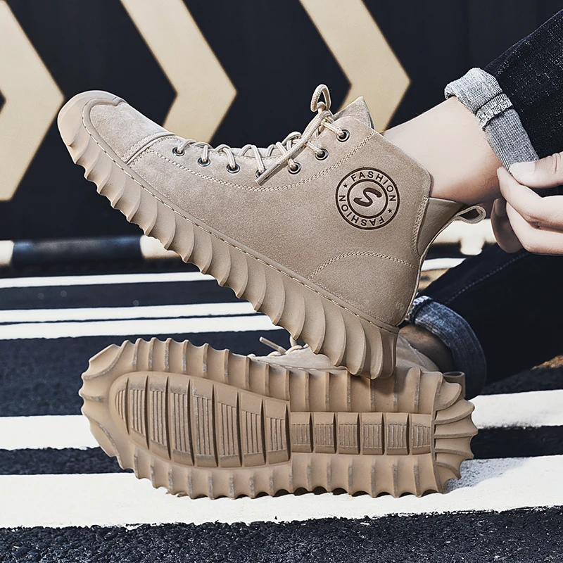New Arrival OEM Accept Custom LOGO Hand Made Pure Genuine Leather Anti Slip High Top Men Martin Boots