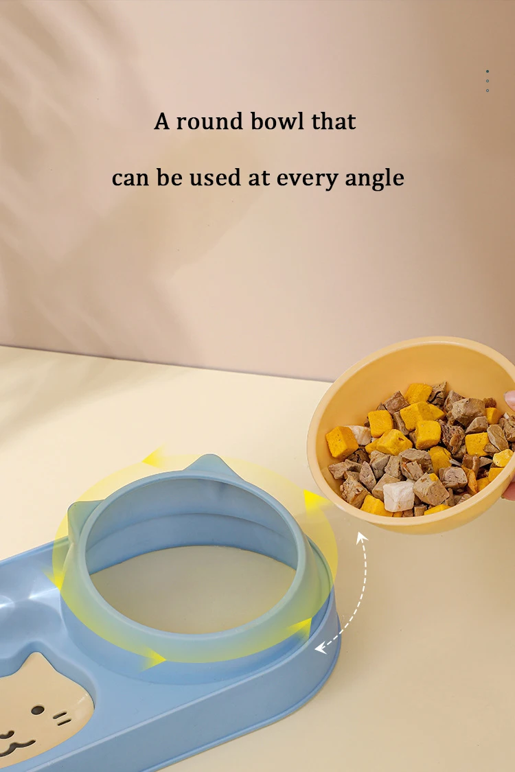 Indoor Tilted Cat Food Dishes Pet Easily Detached Wet And Dry Food Bowl