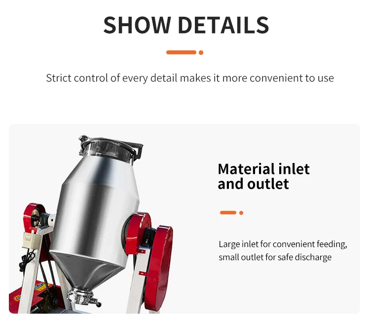 Stainless Steel Drum Mixer Machine Milk Powder Mixing Mix Mushroom Pvc Rotary Blender Seasoning Matcha manufacture