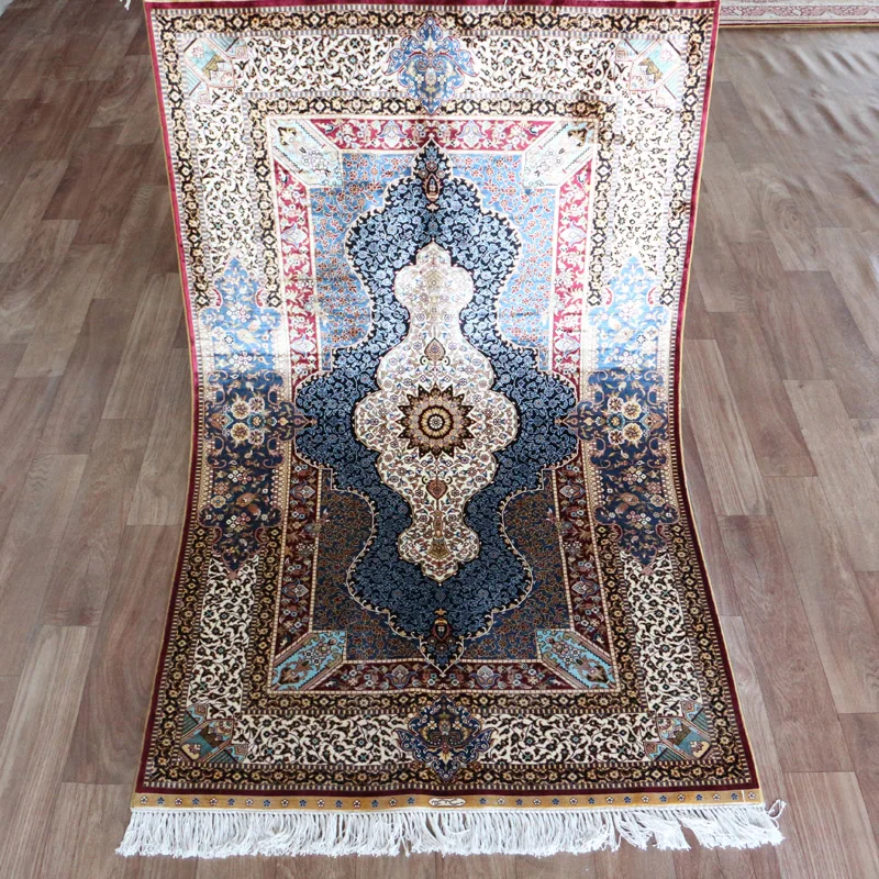 Henan Bosi 3'x5' Hand knotted turkish silk area rug home textile for living room indian silk rugs