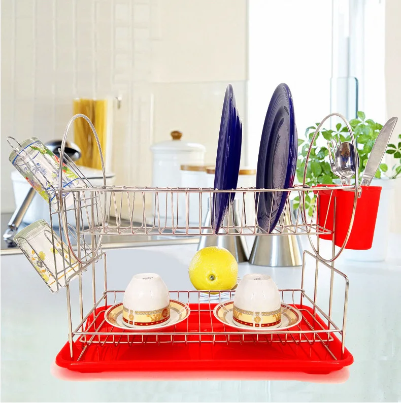 Dish Drying Rack Dish Rack with Tray Compact Dish Drainer for Kitchen Counter Cabinet Black