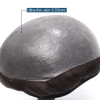 Alternative view of HS25 Newtimes Hair 0.02 0.03 Ultra Thin Skin V-looped Human Hair Replacement Men Toupee