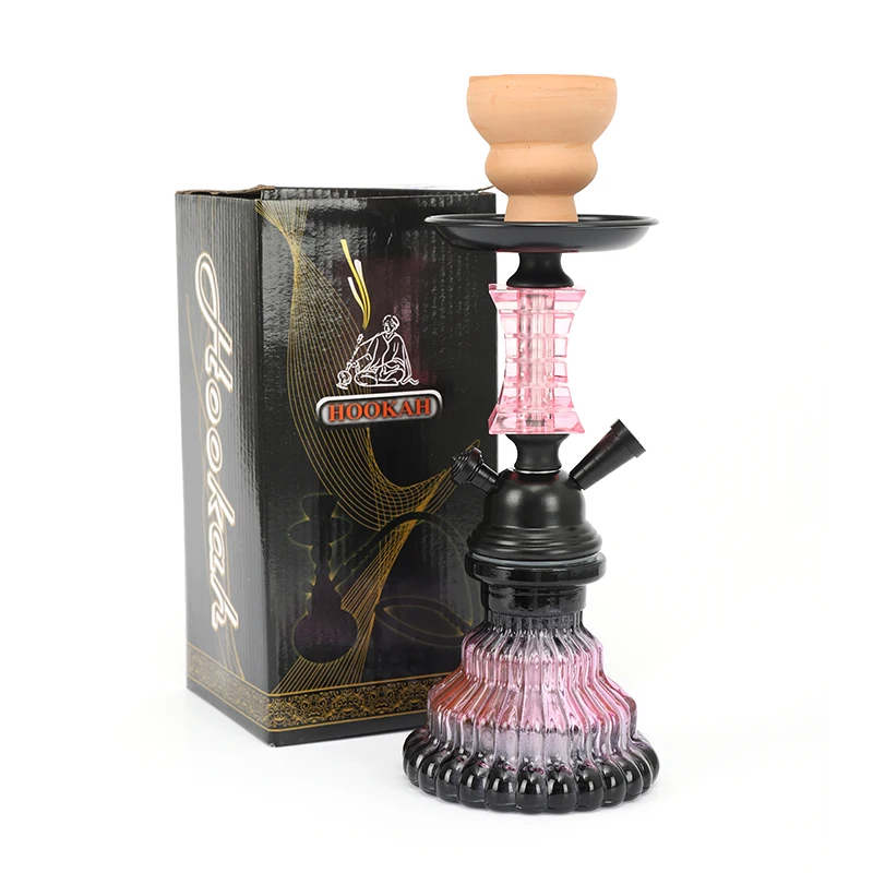 Color Double Tube Cheap Mini Hookah Small Shisha Box Hookah Set Glass