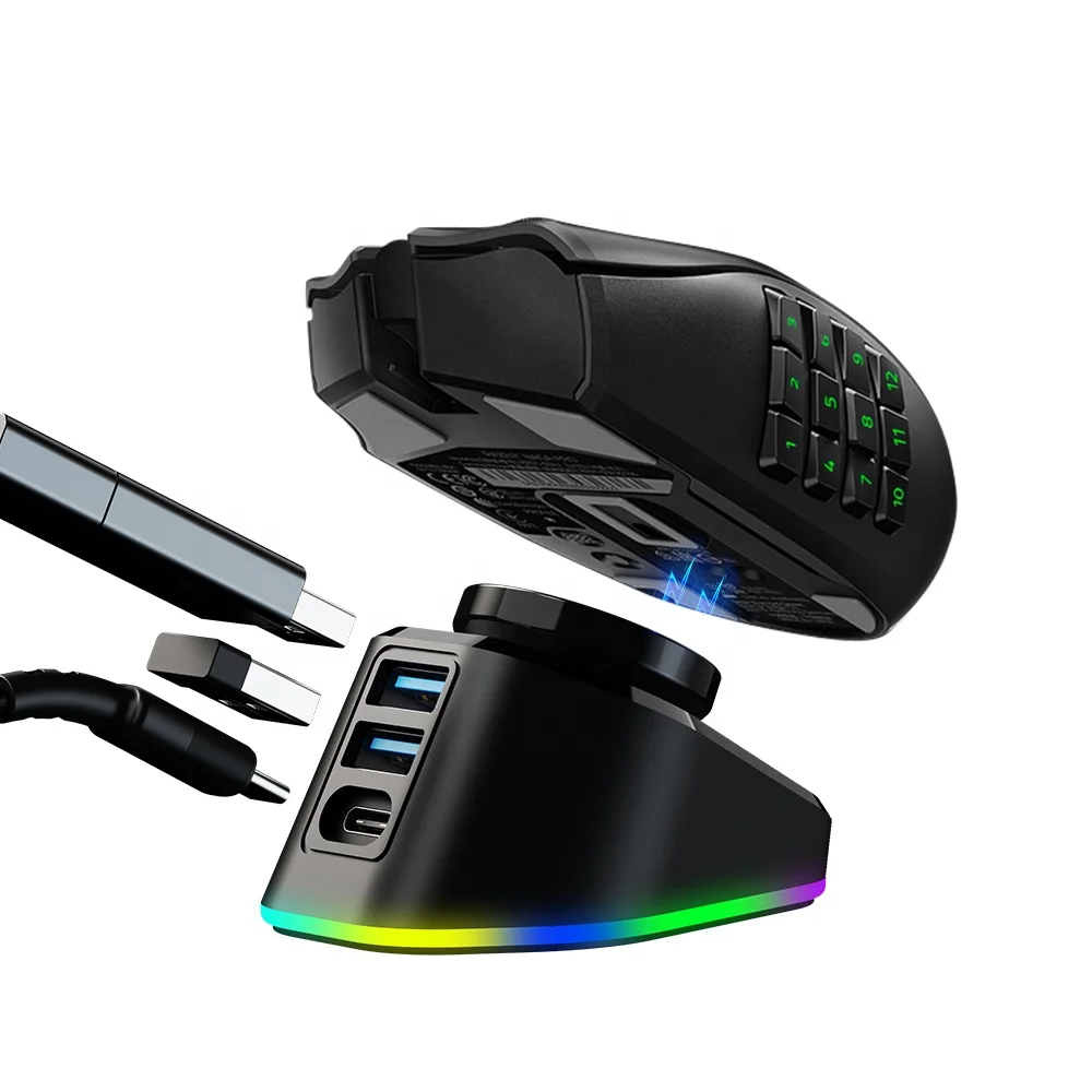 【ほぼ新品】Razer Naga Pro チャージングドックバンドル PC周辺機器 Razer Naga Pro (2個セット) + 充電ドック