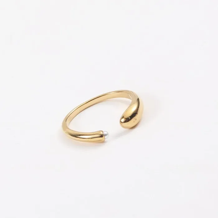 Europe Design Women One Head Big One Head Small Pearl Stainless Steel Open Ring