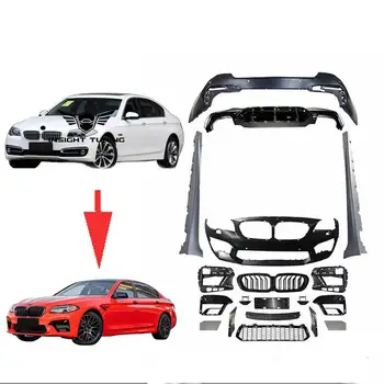 Pp Plastics 2021 Accessories Glossy Black Grille Side Skirt Rear Car Bumper Bodykit For F10 F18 Upgrade To M5 Body Kit