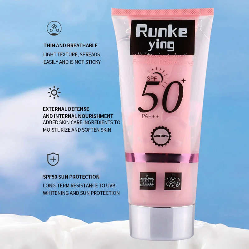 2-in-1 Double Extruded Squeeze Tube 50ml Organic SPF 50 Whitening Sunscreen Lotion Cream with Titanium Dioxide Ingredients