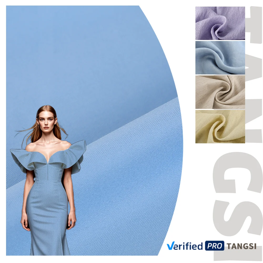 Factory Comfortable Stretchable Mediumweight Plain Woven Fabric 97%Cotton 3%Spandex High Color Fastness for Shirts Dresses