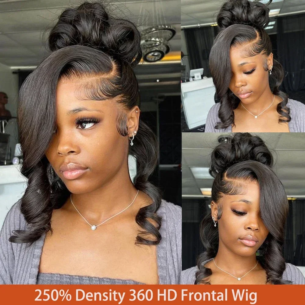 Parrucca frontale in pizzo Body Wave da 30-40 pollici, densità 250%, parrucca frontale in pizzo trasparente HD da donna, parrucca in pizzo con capelli umani a onda sciolta a 360°_voghion.com