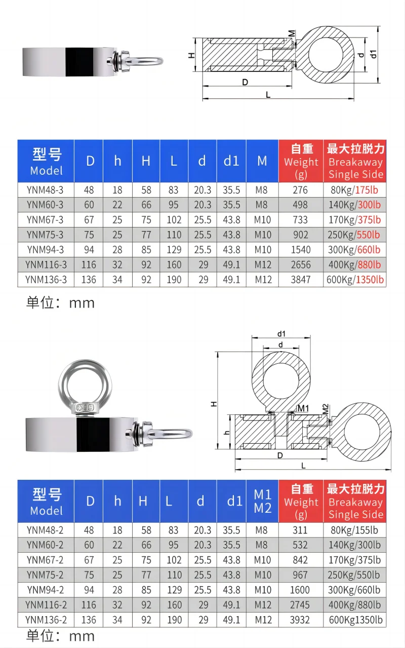 product ultra powerful 850 lbs neodymium fishing magnet   rare earth round metal for river salvage  magnetic fishing-62