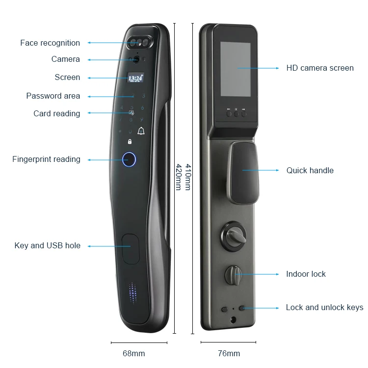 Tuya 3D Face Video Intercom with Camera Outdoor Gate Cerradura Inteligente Smart Home Locks Security Fingerprint Smart Door Lock