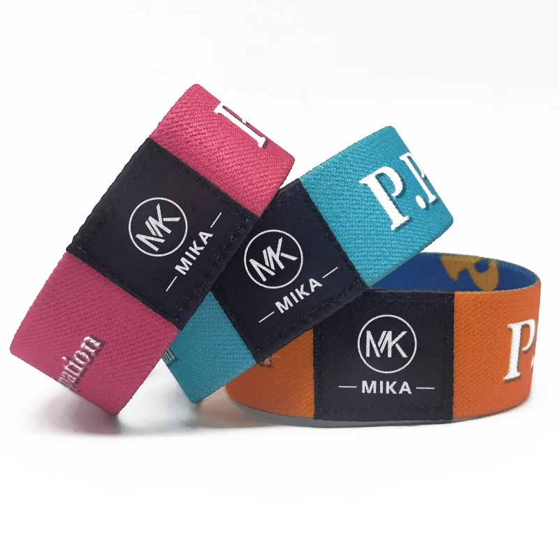 Factory Wholesale Polyester Stretch Custom Wristbands Woven Label