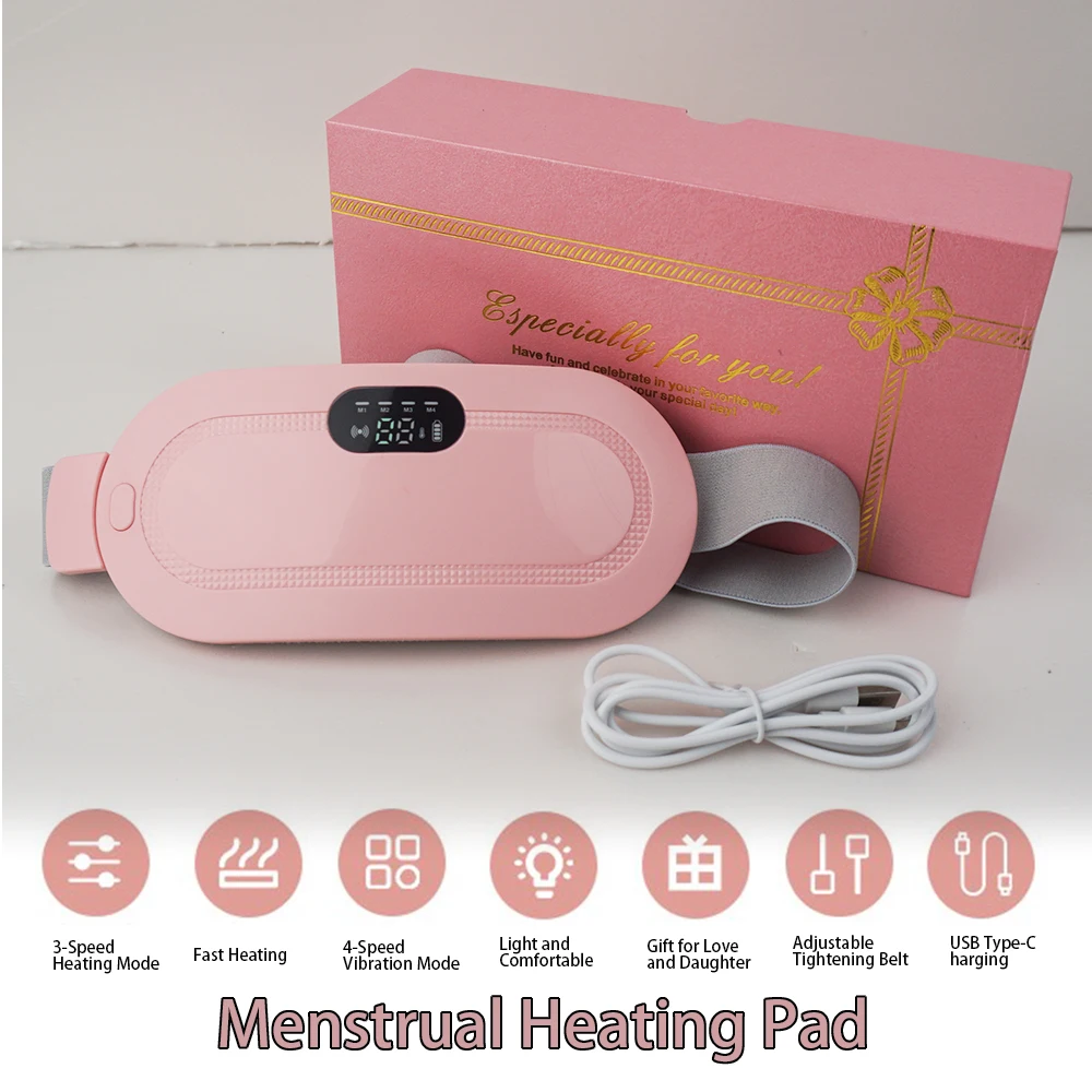 Lcd Screen 3 Heat Modes Back Belly Women Period Massager Pad Abdominal