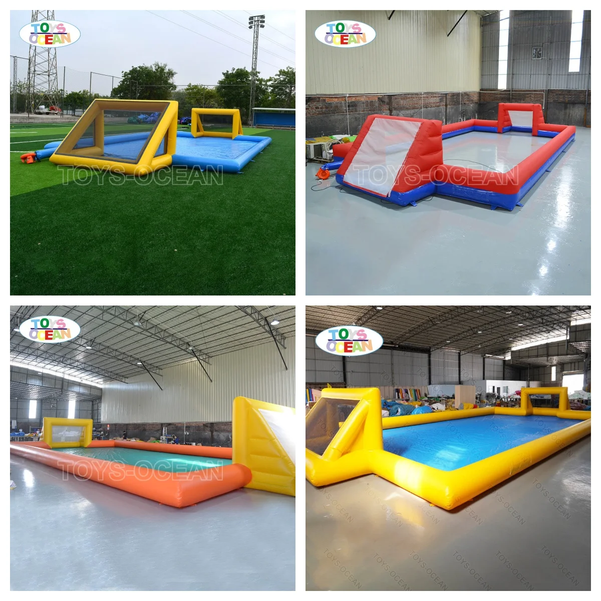 Factory Customized Outdoor Sports Games PVC Inflatable Football Playground Soccer Field Soapy Playground for Adults and Kids
