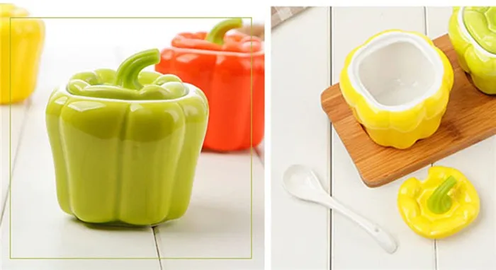Ceramics Vegetable Modeling Spice Jar Set Kitchen Supplies Seasoning Box Salt Cans Condiment Bottles Small Idea Spice Jar