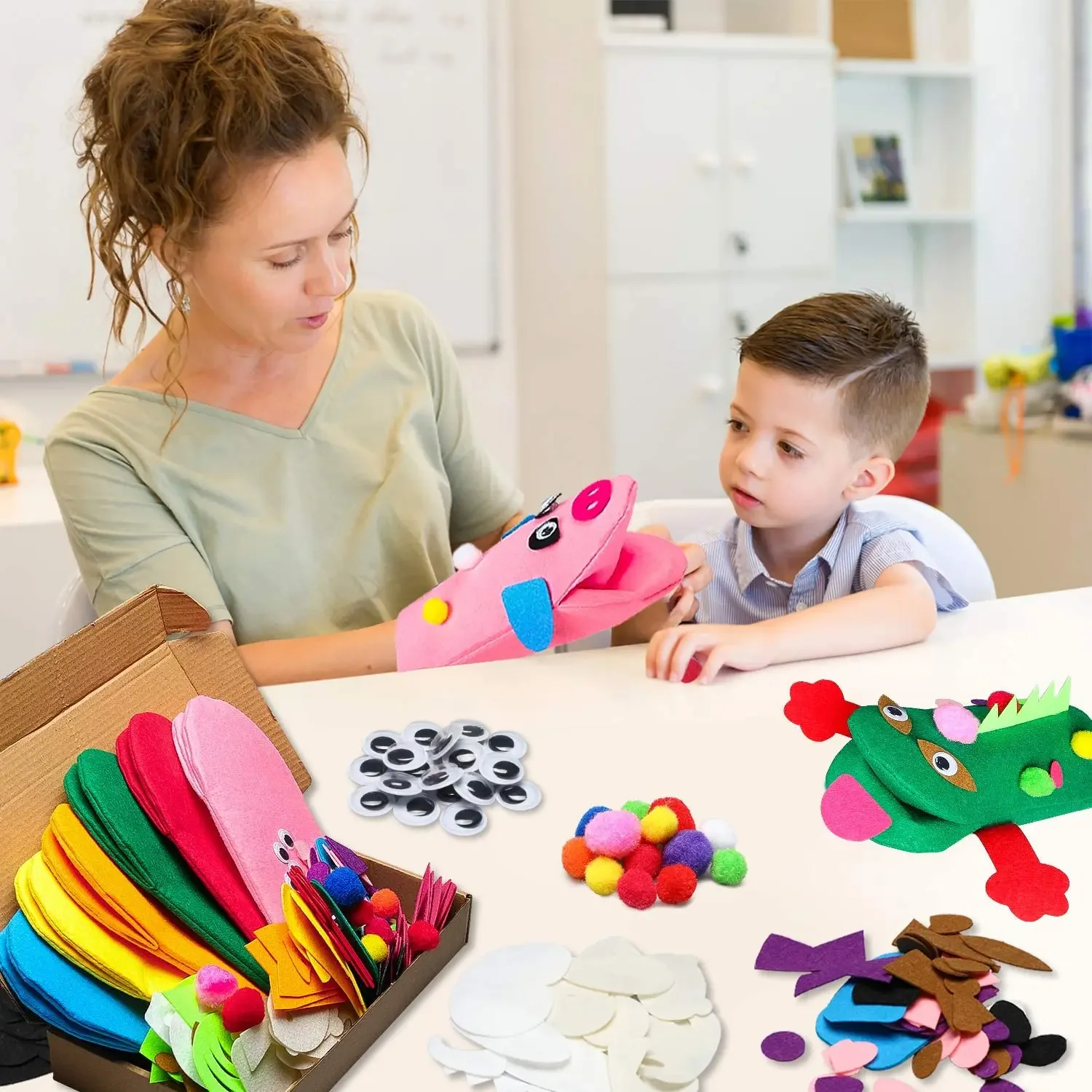 Custom Factory-Made Felt Animal Puppet Kit Kids Educational DIY Art Craft Soft Reusable Eco-Friendly Hand Puppet Making Kit