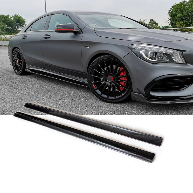 ready to ship 2 side skirts carbon fiber auto parts for mercedes benz W204 W205