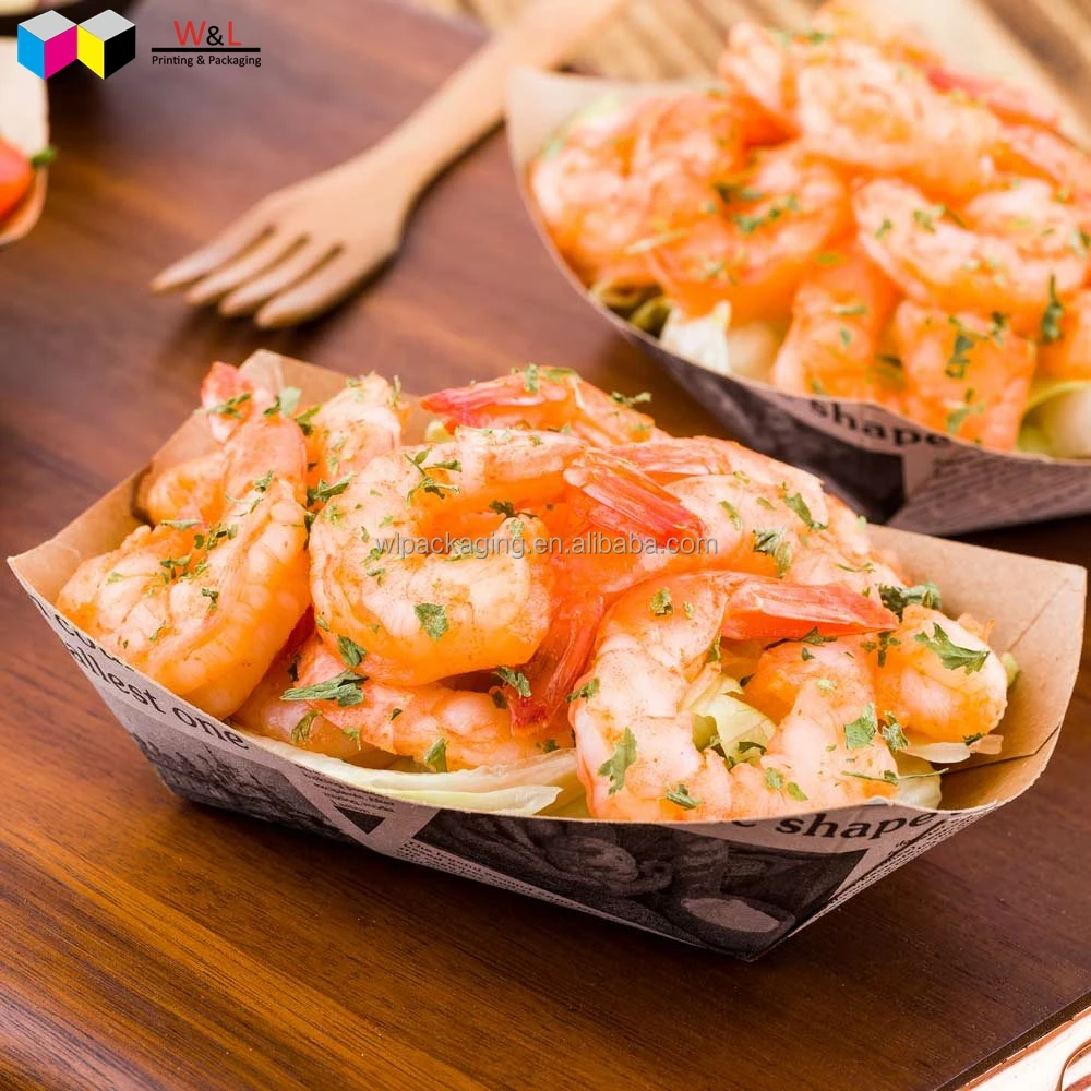 Boat Shape Recycled Custom Designed Disposable Paper Cinema Snack Tray