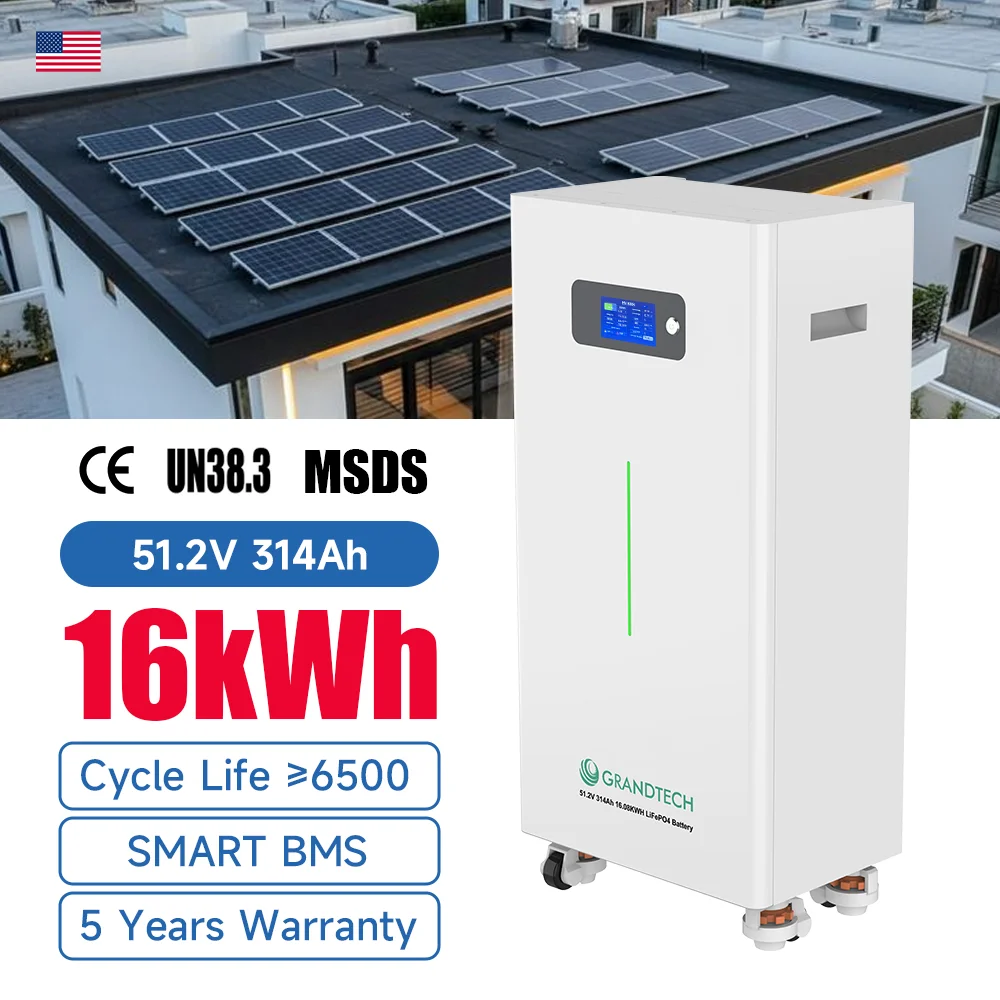 5 Years Warranty 51.2v  16kWh 51.2V 314Ah LiFePO4 Split Battery Pack for Hybrid Grid Home Solar Backup with CAN Protocol